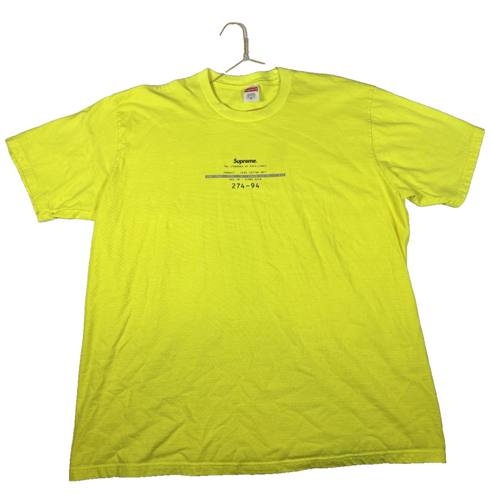 SUPREME MEN'S STANDARD OF EXCELLENCE GRAPHIC T-SHIRT BRIGHT YELLOW SIZE XL